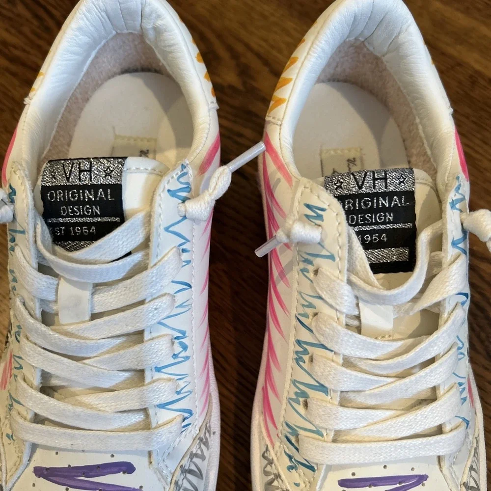 Women's Vintage Havana Multi Swirl colorful Leather low top Sneakers Size 6M